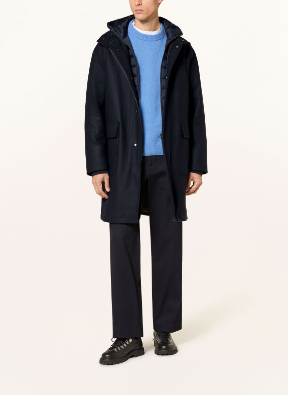 DUNO Wollen mantel LAERTE ARBUS met afneembare capuchon DONKERBLAUW