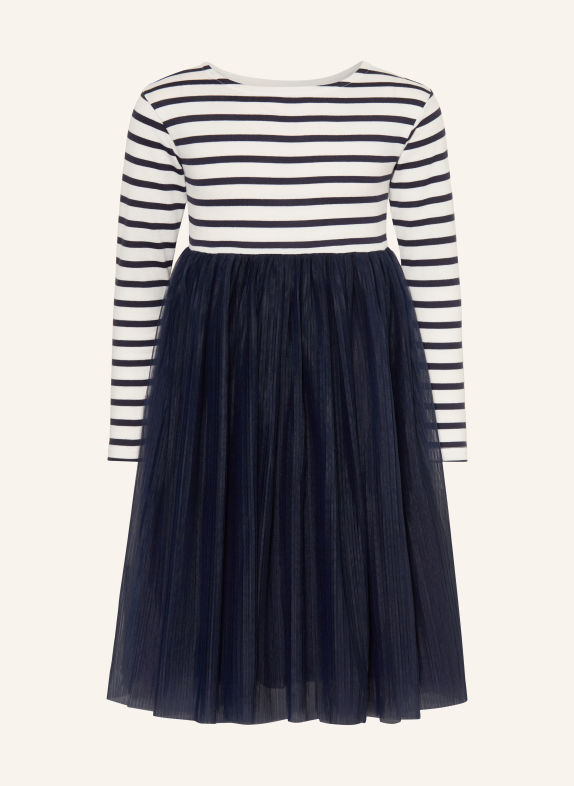 PETIT BATEAU Robe en mélange de matières BLEU FONCÉ / BLANC