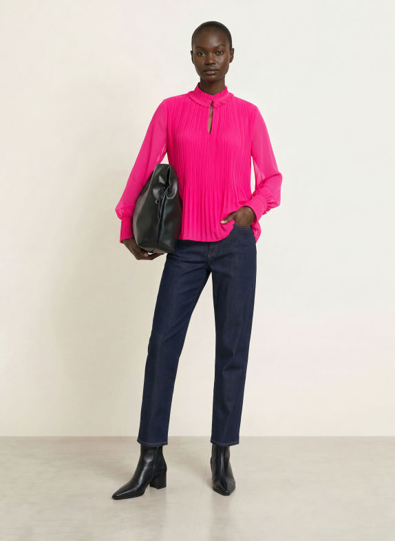 MARC CAIN Blusenshirt mit Plissees und Spitze 264 very berry