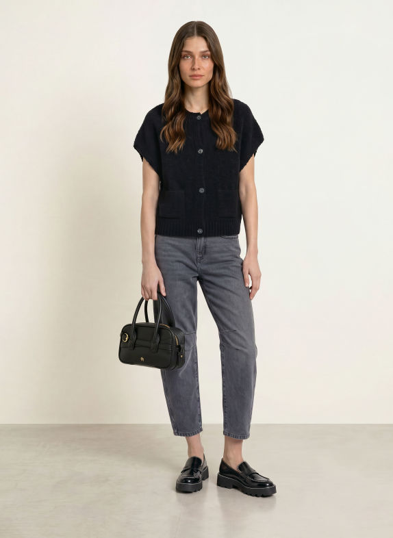 MARC CAIN Vest met alpaca 900 black new