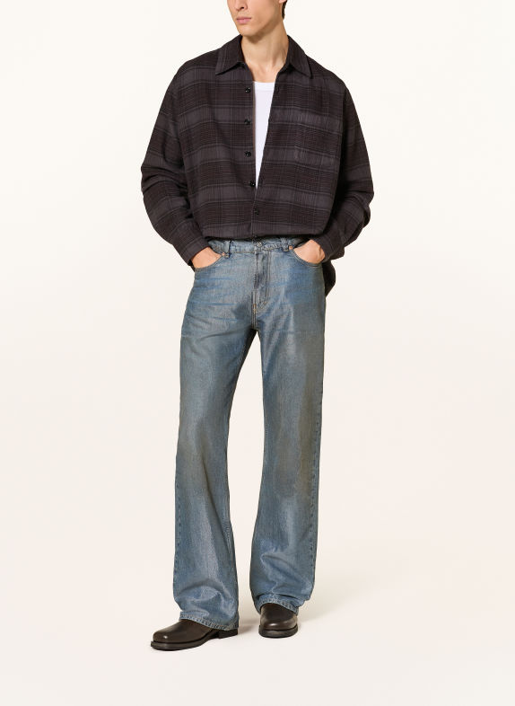 OUR LEGACY ABOVE Oversized Fit Flannel Shirt DARK GRAY / DARK BROWN / BROWN