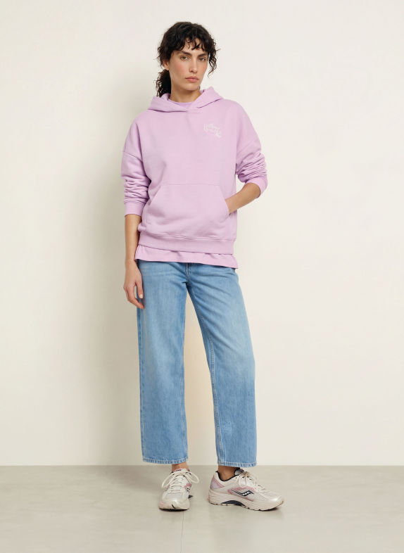 HUGO Hanorac cu glugă oversized DOLLEGE MOV DESCHIS / ALB