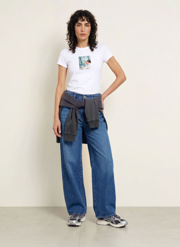 HUGO Tricou 90'S ALB / VERDE