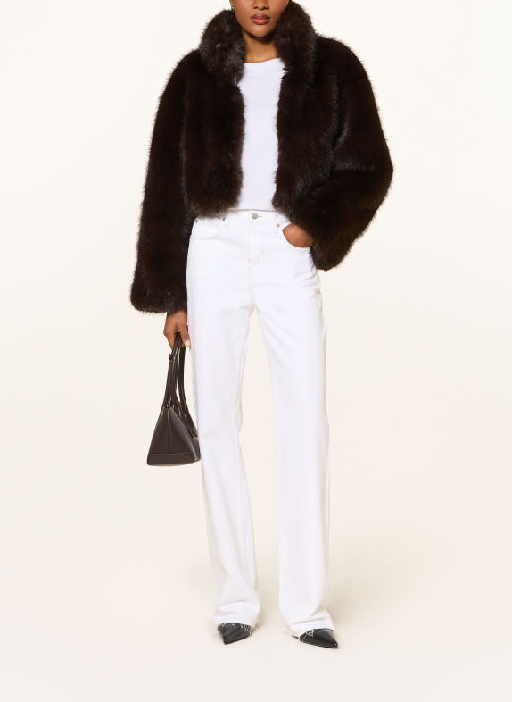 ROTATE Faux Fur Jacket DARK BROWN