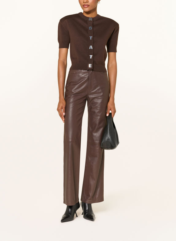 ROTATE Lederen broek MARRON FONCÉ