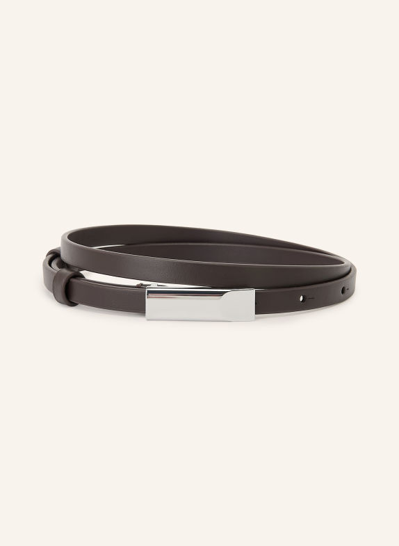 GUESS Leather belt DARK BROWN / SILVER