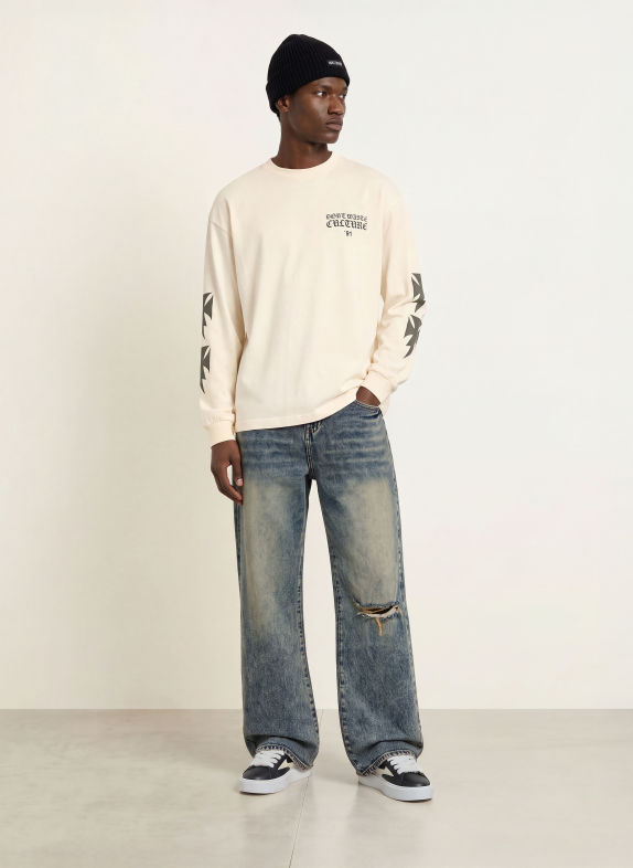don't waste culture FINA-Longsleeve met lange mouwen LICHTGEEL / DONKERGRIJS