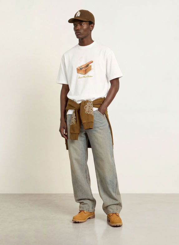 don't waste culture T-shirt NOMI WIT / BRUIN / WIT