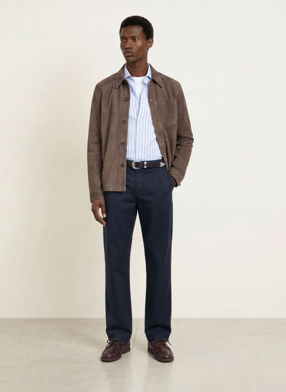PAUL Surchemise en cuir, coupe classique TAUPE