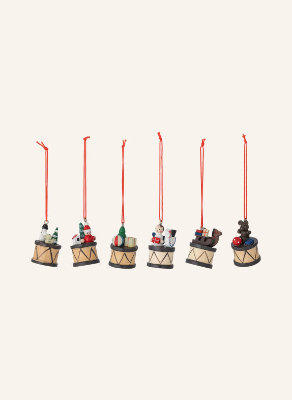 Bloomingville Set de 6 pandantive decorative BERTIE ROȘU / MARO / VERDE