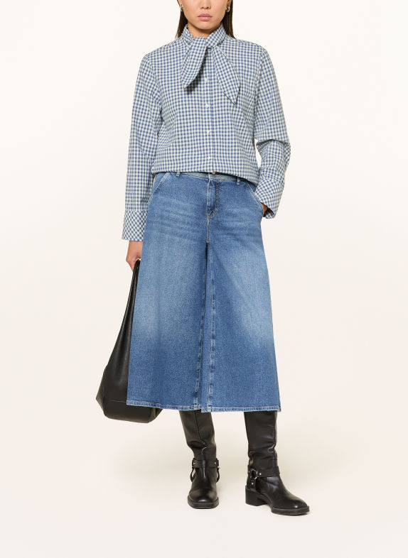 TONNO & PANNA Schluppenbluse aus Flanell BLAU / ECRU