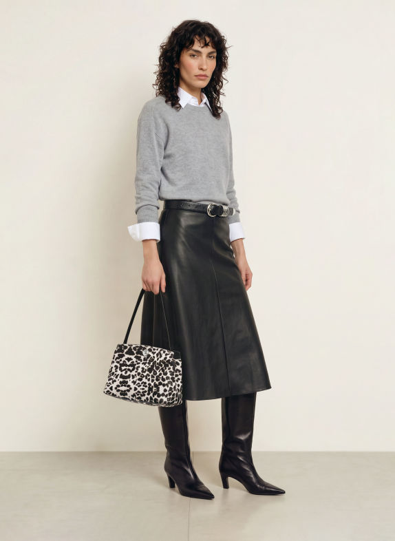 LIFFNER Clutch CREME / DUNKELBRAUN / SCHWARZ