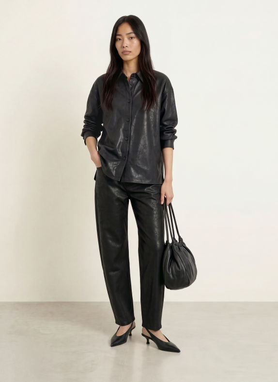 ELIAS RUMELIS Chemisier oversize BELLI aspect cuir NOIR