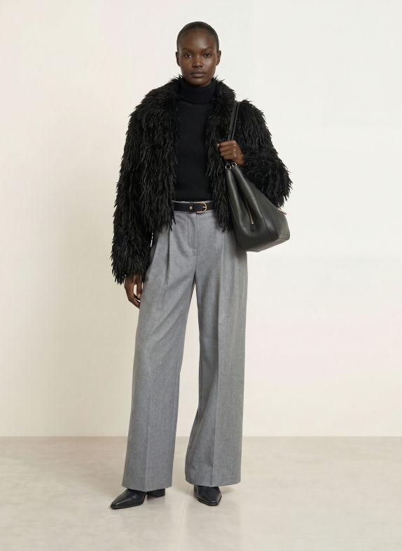 BOSS Marlenehose TIANA aus Flanell GRAU