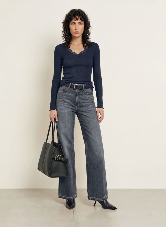 rosemunde Longsleeve BALTA met lange mouwen en kant DONKERBLAUW