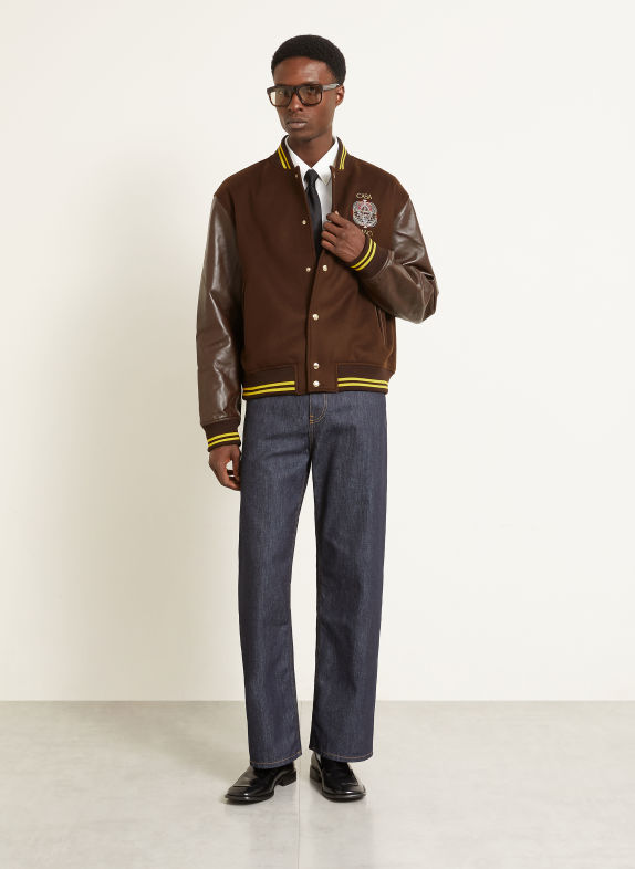 Casablanca College-Jacke DUNKELBRAUN / DUNKELGELB