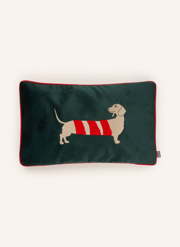 PAD Sierkussenhoes CANDYCANE van fluweel DONKERGROEN / BEIGE / DONKERROOD