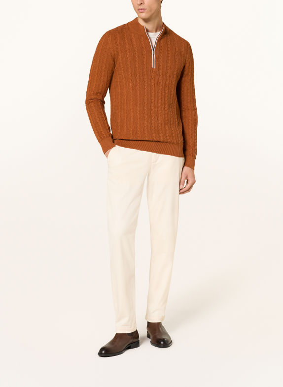 RAGMAN Half-zip sweater BROWN