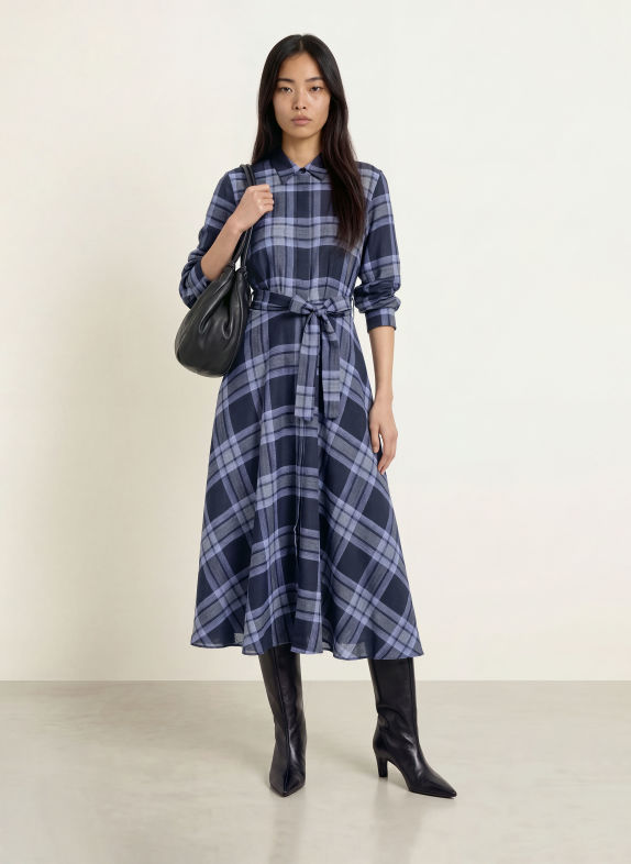 MARELLA Robe chemise MLLUTILE BLEU FONCÉ / MARRON CLAIR / BLEU GRIS