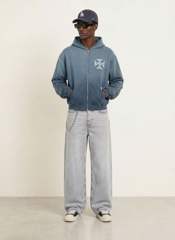 REPRESENT Sweatjacke MH SHRUNKEN BLAU / HELLBLAU