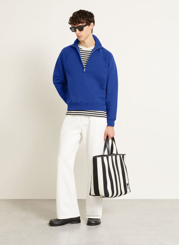 AMI PARIS Pull sweat col zippé BLEU