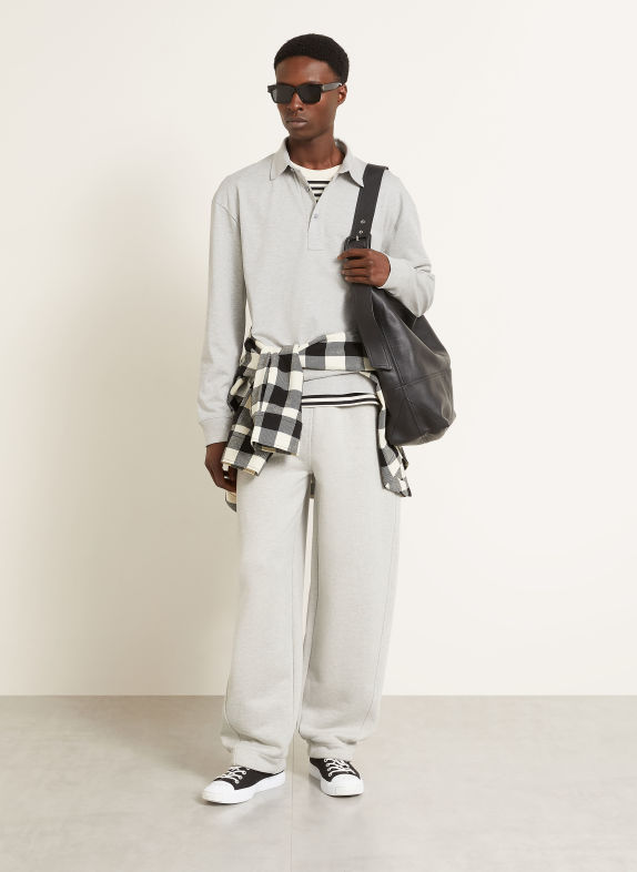 AMI PARIS Jersey polo shirt LIGHT GRAY