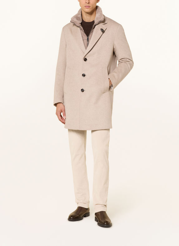 JOOP! MORRIS Wool coat with Removable Trim BEIGE
