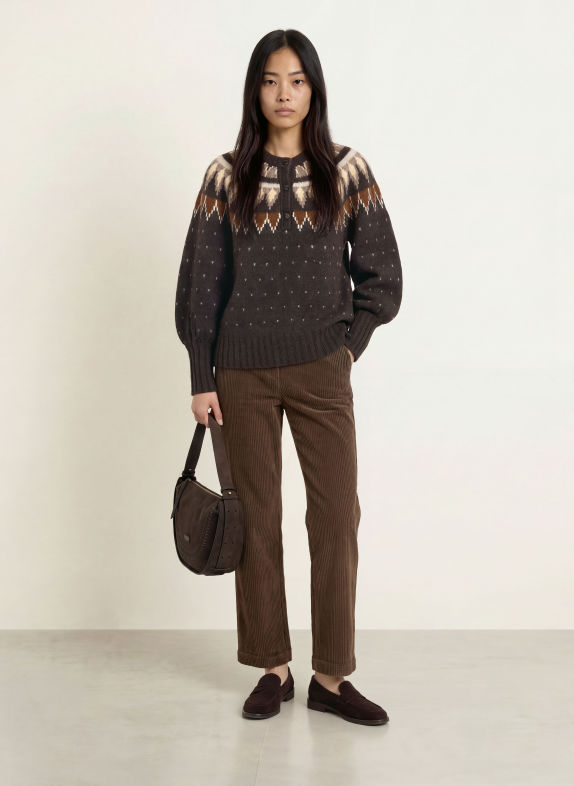 YERSE Cordhose DOBRAS DUNKELBRAUN