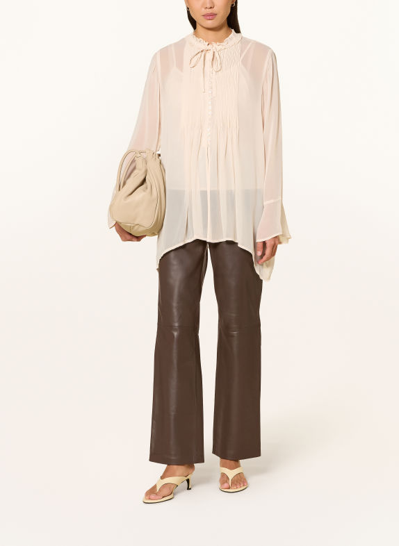 YERSE Blouse met plooien BEIGE