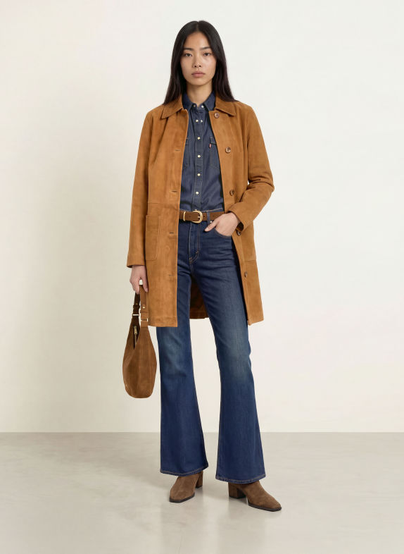 YERSE Manteau en cuir KATE CHAMEAU