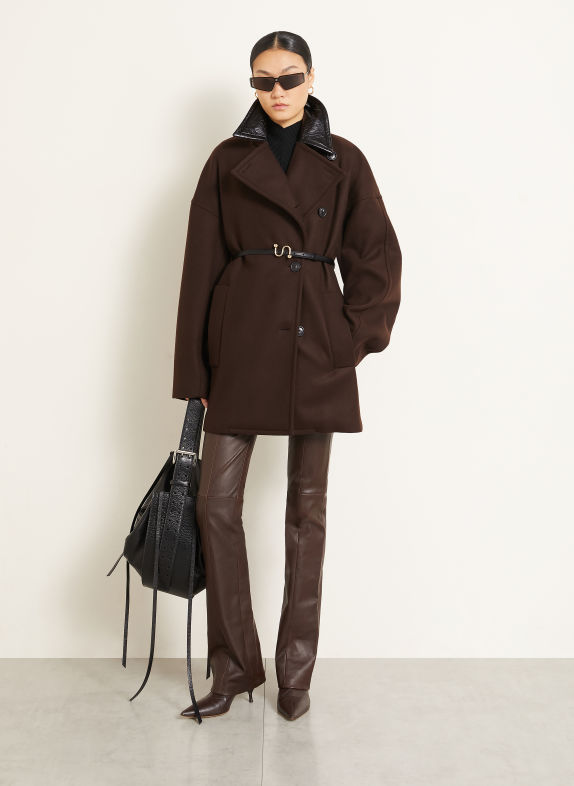 SPORTMAX Wollmantel CURVONE DUNKELBRAUN