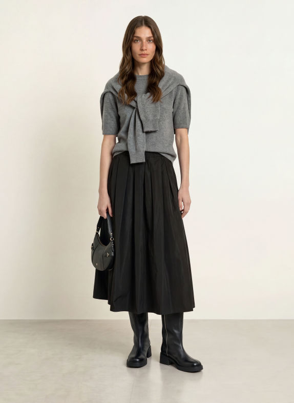 WEEKEND Max Mara Gebreid shirt ANANAS van kasjmier DONKERGRIJS