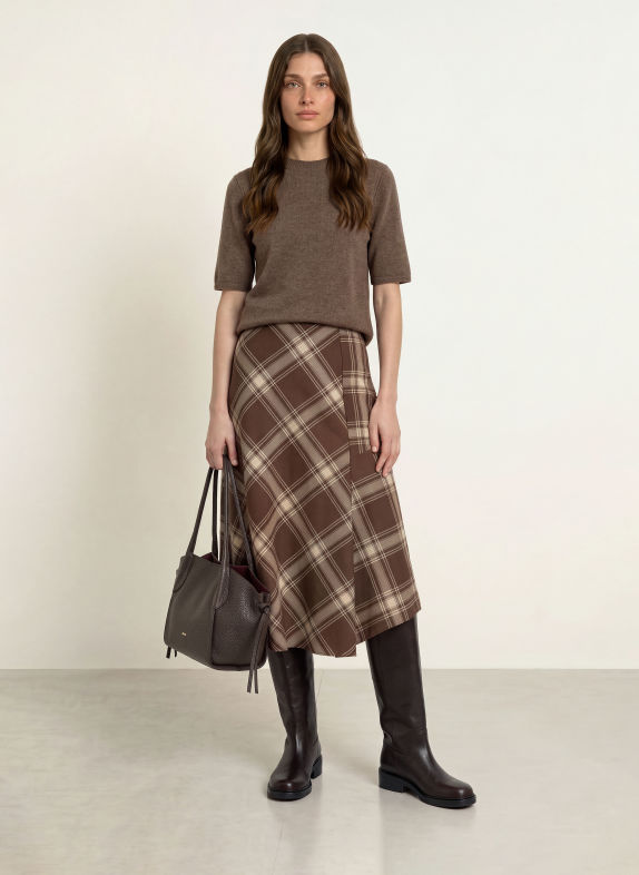WEEKEND Max Mara Gebreid shirt ANANAS van kasjmier MARRON FONCÉ