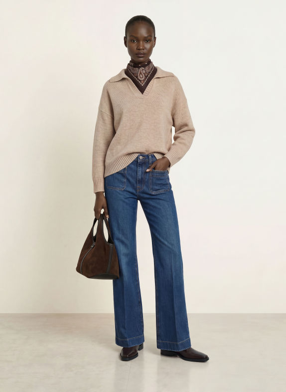 WEEKEND Max Mara Gebreid poloshirt AGRE BEIGE