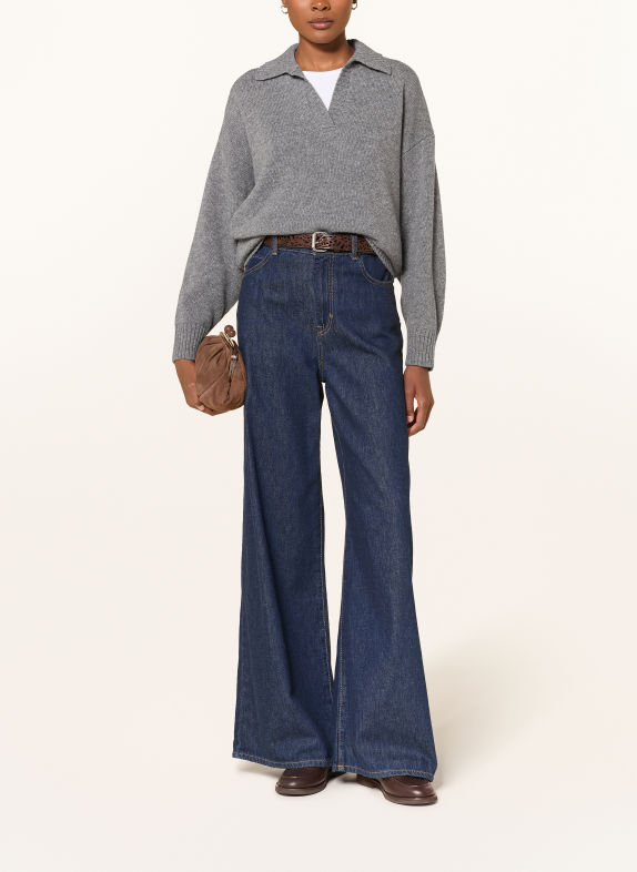 WEEKEND Max Mara Pletená polokošile AGRE ŠEDÁ