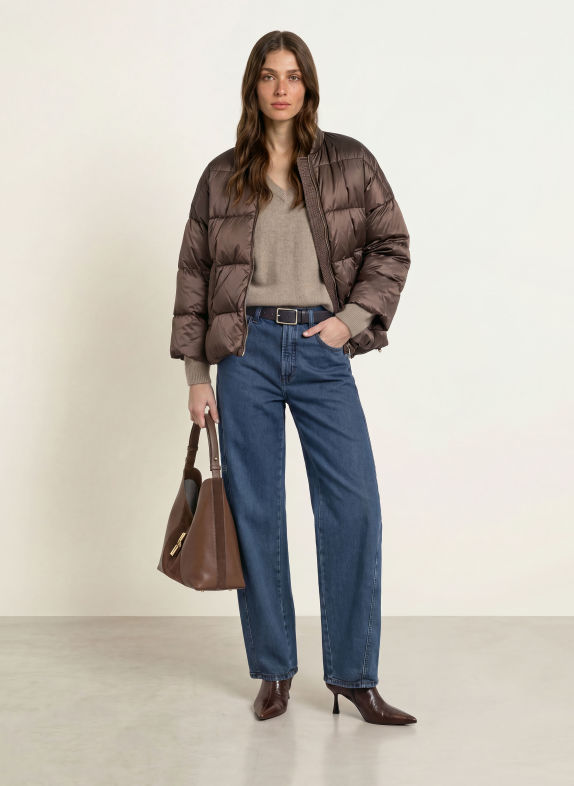 Max Mara The Cube Daunenjacke MERINGA mit 3/4-Arm DUNKELBRAUN