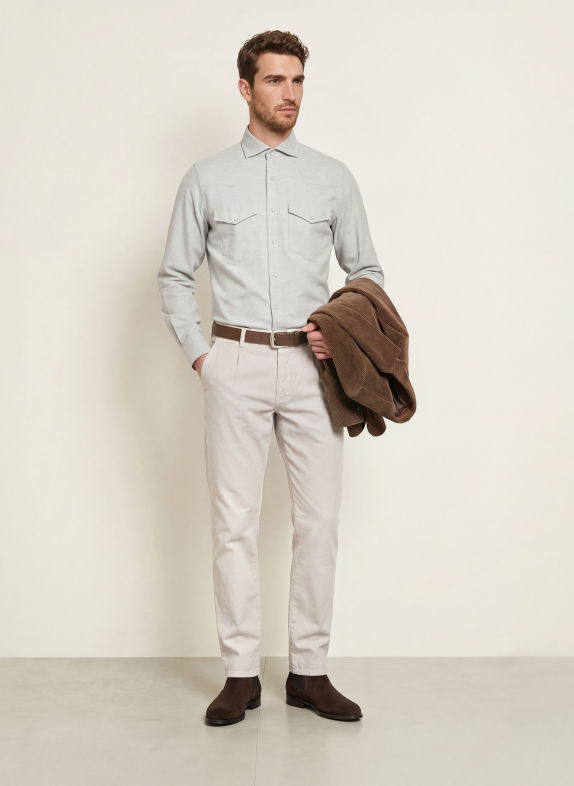 windsor. Overshirt LENNIO aus Flanell HELLGRAU
