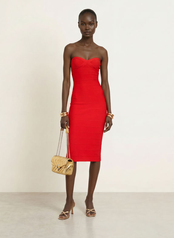 RETROFÊTE Off-Shoulder-Kleid DRUSSIE ROT