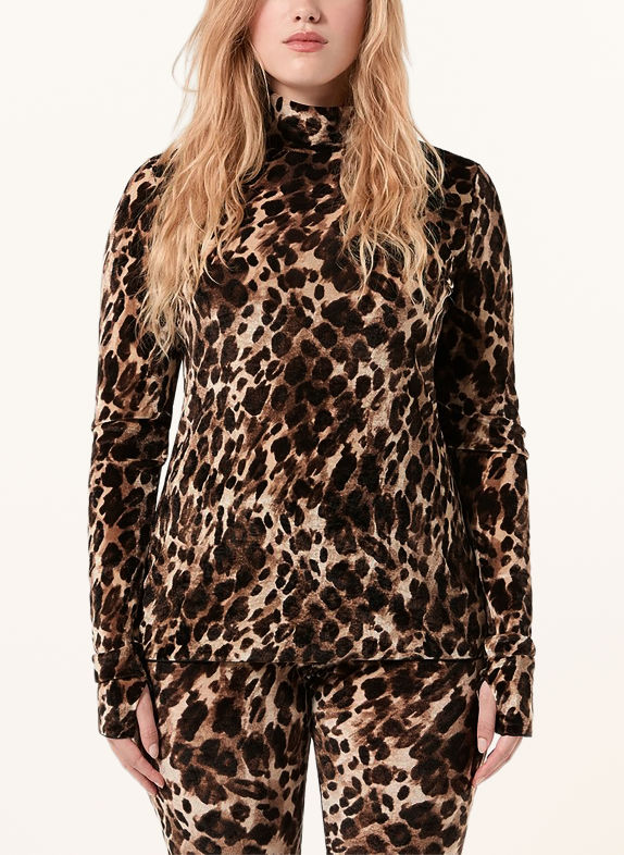 PERSONA MARINA RINALDI SAVANA Long-sleeve shirt in Velour BROWN / BEIGE / BLACK