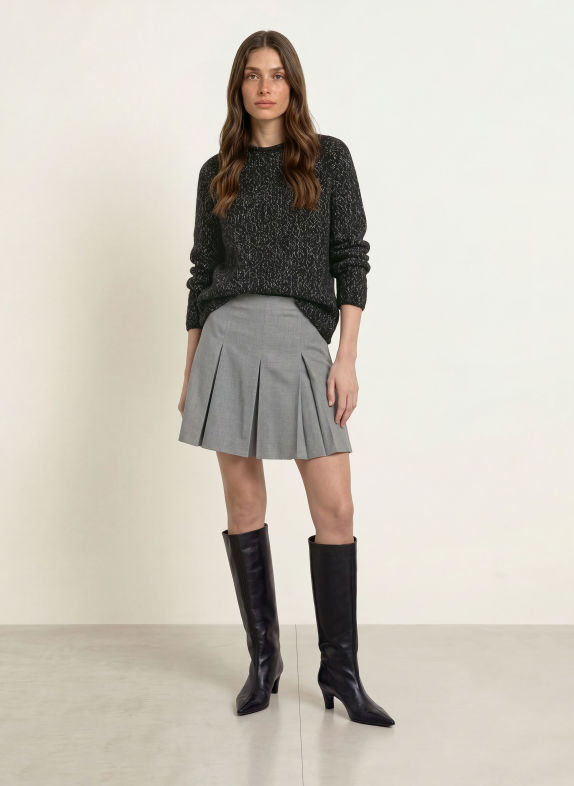 HUGO Pullover SELLEY mit Glitzergarn SCHWARZ / SILBER