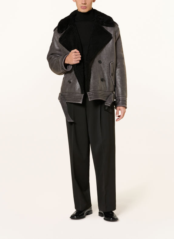 HUGO Lederjacke LEIF SCHWARZ