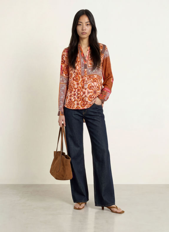 Emily VAN DEN BERGH Blusenshirt ORANGE / BRAUN / PINK