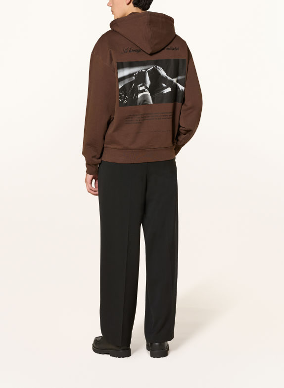 HUGO Hoodie DEVROHOOD DUNKELBRAUN / SCHWARZ