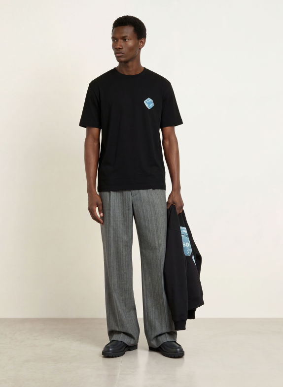 HUGO T-shirt DOUDI ZWART / BLAUWGRIJS