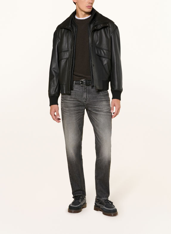 BOSS Läderblouson JOLIGHTS SVART