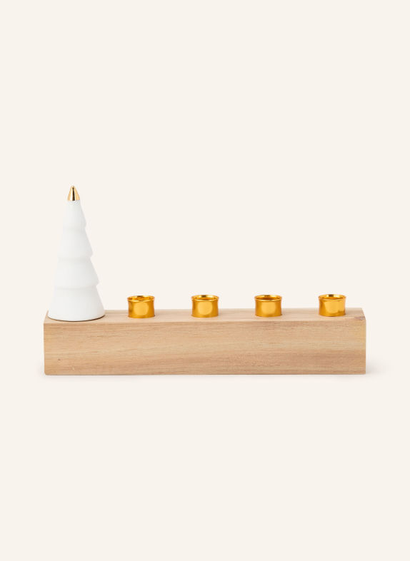 RÄDER Kerzenhalter ADVENTSTANNE BRAUN / GOLD / WEISS