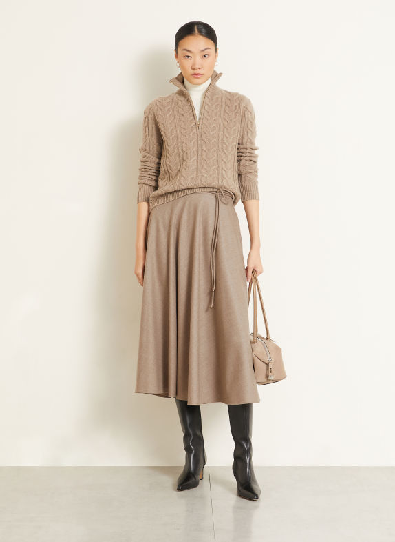 Max Mara Spódnica CALIFFO z kaszmiru JASNOBRĄZOWY