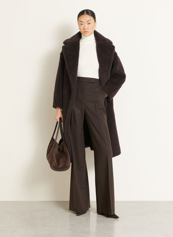 Max Mara Marlene kalhoty FILATO TMAVĚ HNĚDÁ