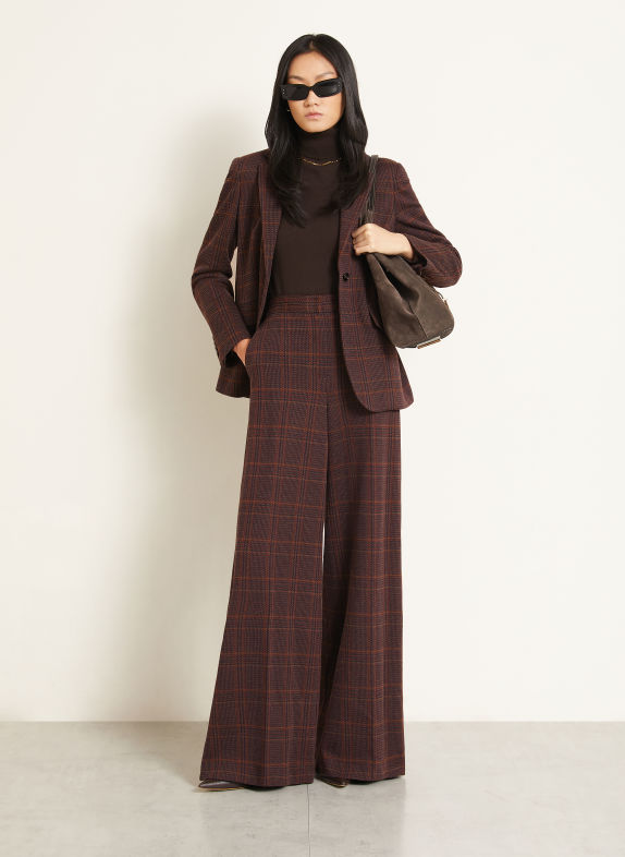 Max Mara Pantalon palazzo EMIRO en jersey MARRON / MARRON CLAIR / BLEU FONCÉ