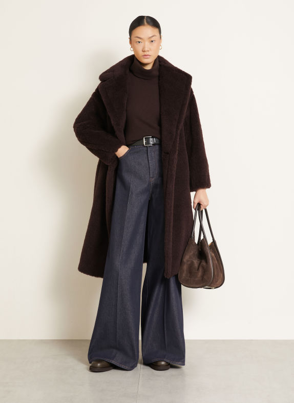 Max Mara Manteau en fourrure synthétique TEDGIRL avec alpaga MARRON FONCÉ